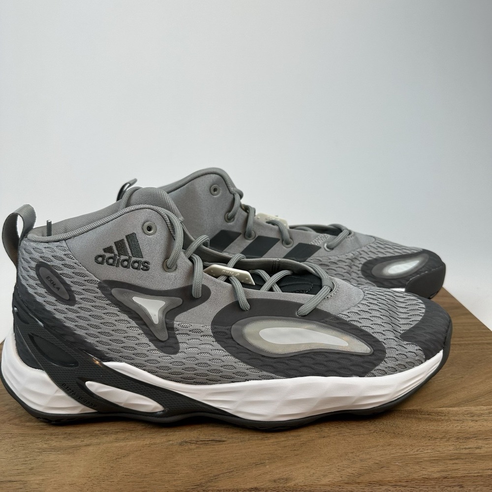 New NWB Mens Adidas Exhibit A Mid Gray Basketball Shoes Sneakers Size‎ 11.5 M